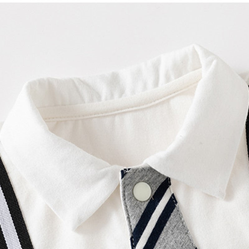 Infant Boys Striped Cotton Romper