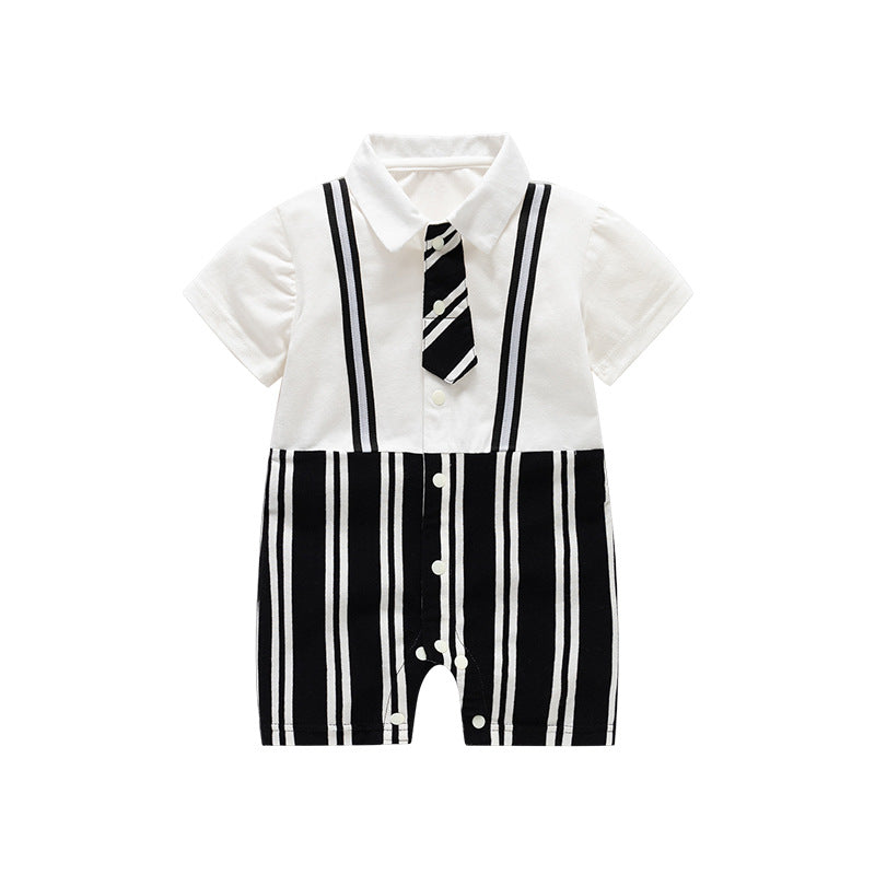 Infants Boys Striped Cotton Rompers