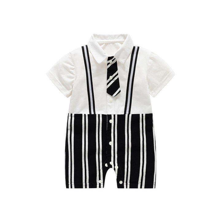 Infants Boys Striped Cotton Rompers
