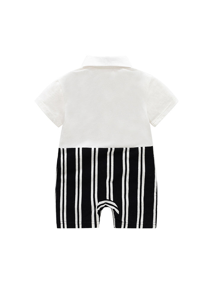 Infants Boys Striped Cotton Rompers