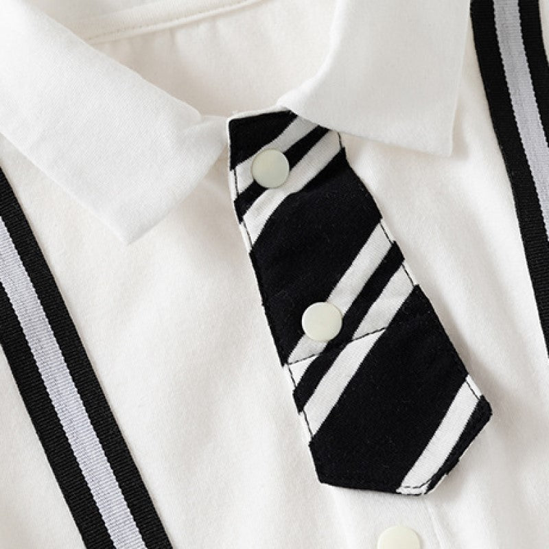Infants Boys Striped Cotton Rompers