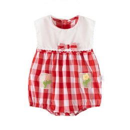 Infant Girl Checks Pure Cotton Rompers