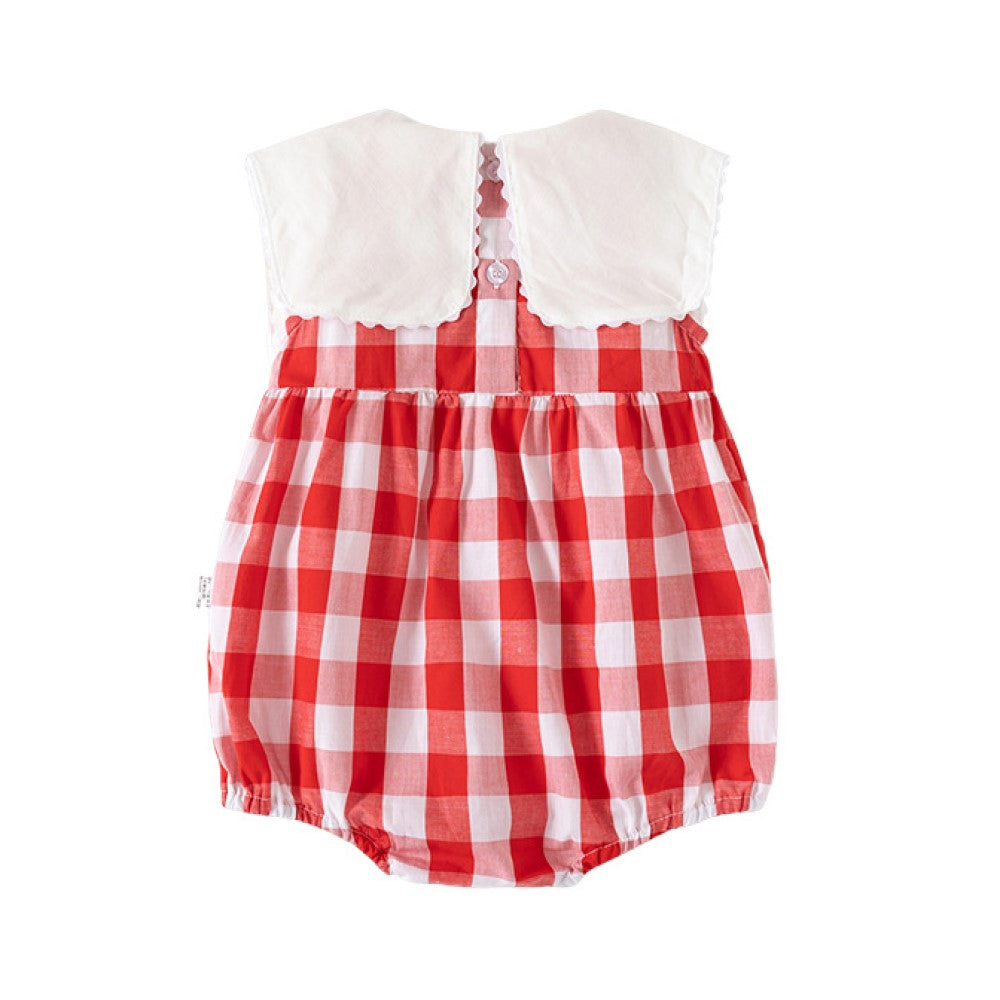 Infant Girl Checks Pure Cotton Rompers