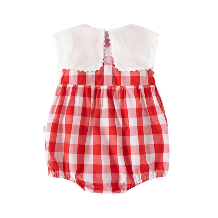 Infant Girl Checks Pure Cotton Rompers