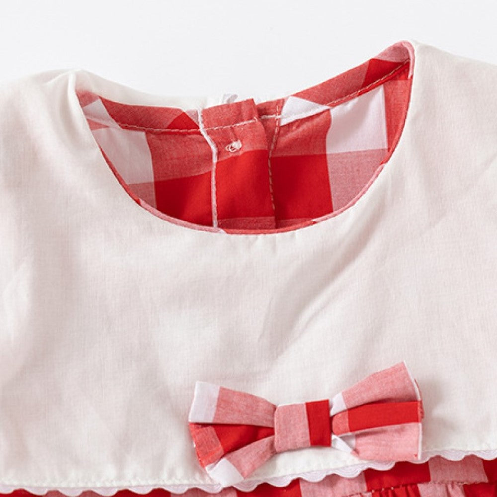 Infant Girl Checks Pure Cotton Rompers