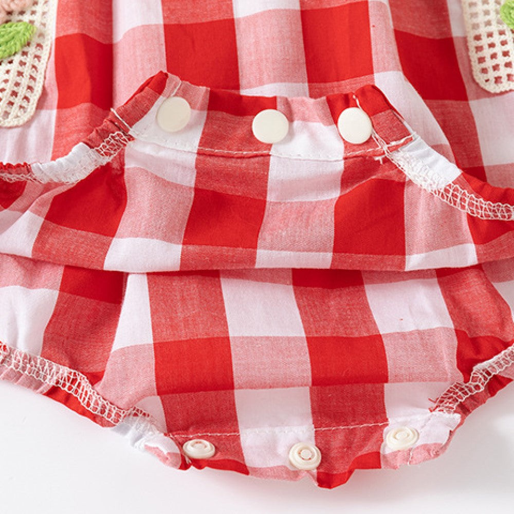 Infant Girl Checks Pure Cotton Rompers