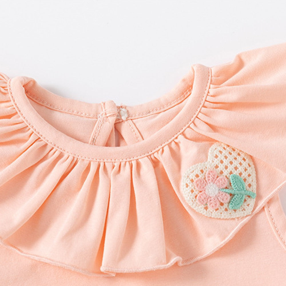 Girls Solid Round Neck Sleeveless Rompers