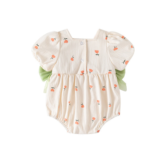 Infant Girls Printed Round Neck Bodysuit