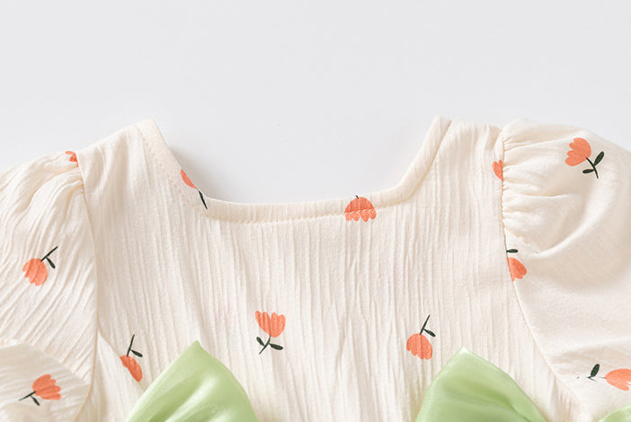 Infant Girls Printed Round Neck Bodysuit