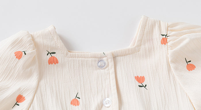 Infant Girls Printed Round Neck Bodysuit
