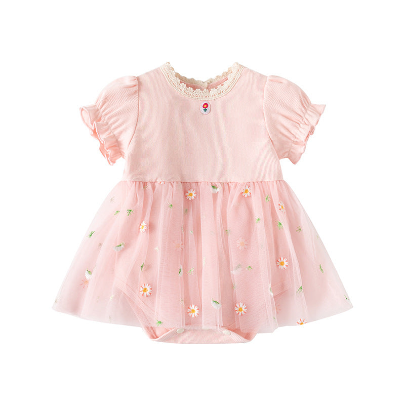 Infant Girls Floral Printed Cotton Romper