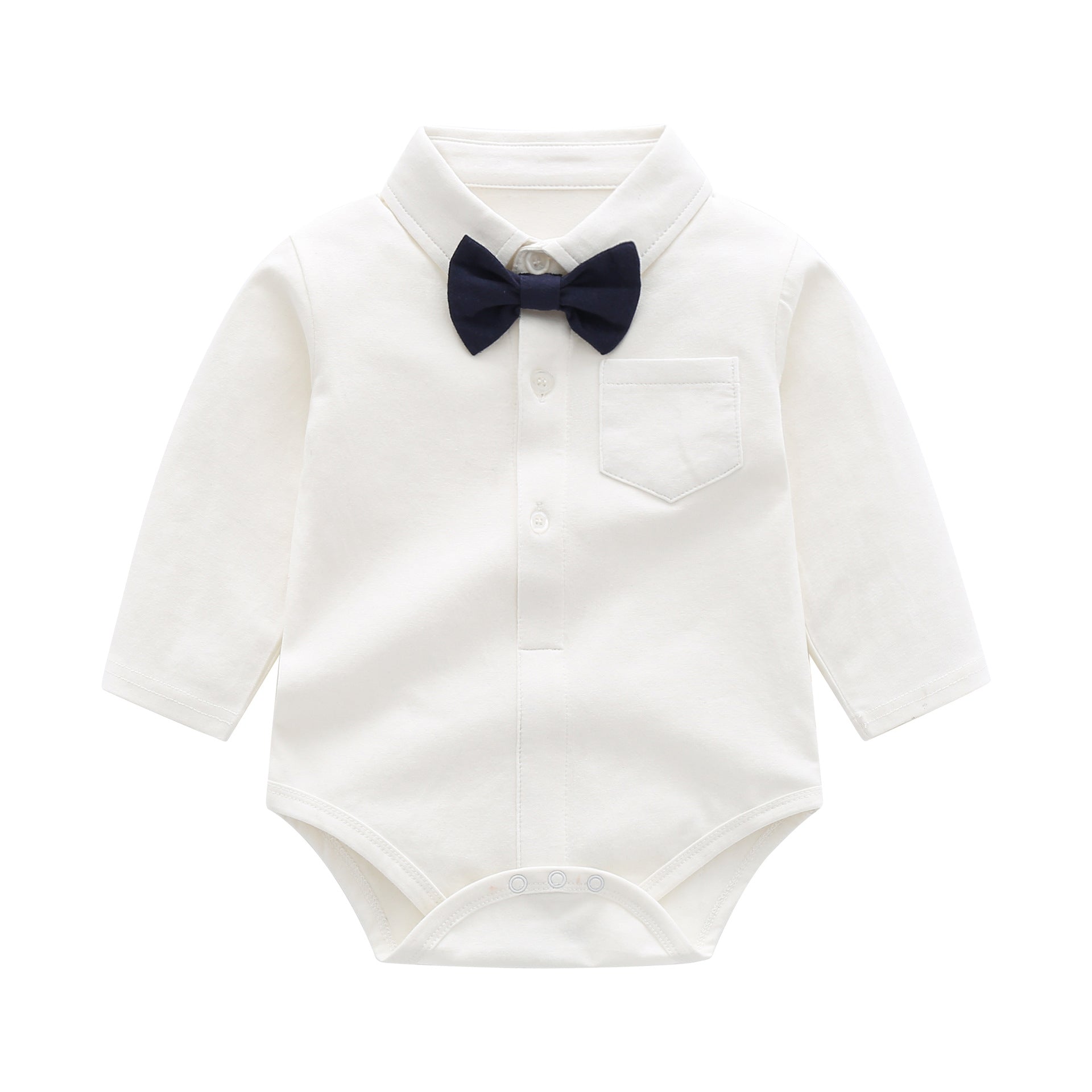 Infants White Cotton Shirt Style Bodysuits