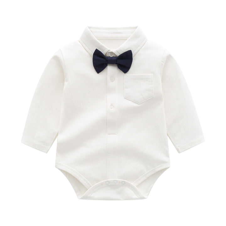 Infants White Cotton Shirt Style Bodysuits