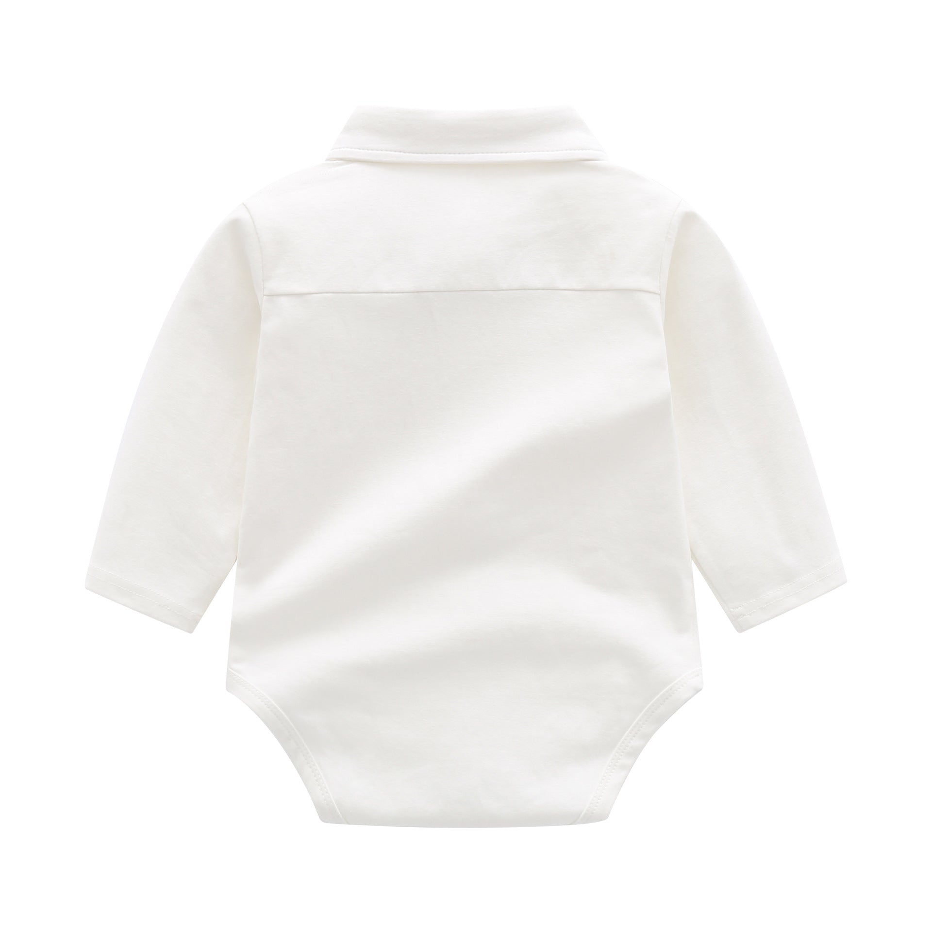 Infants White Cotton Shirt Style Bodysuits