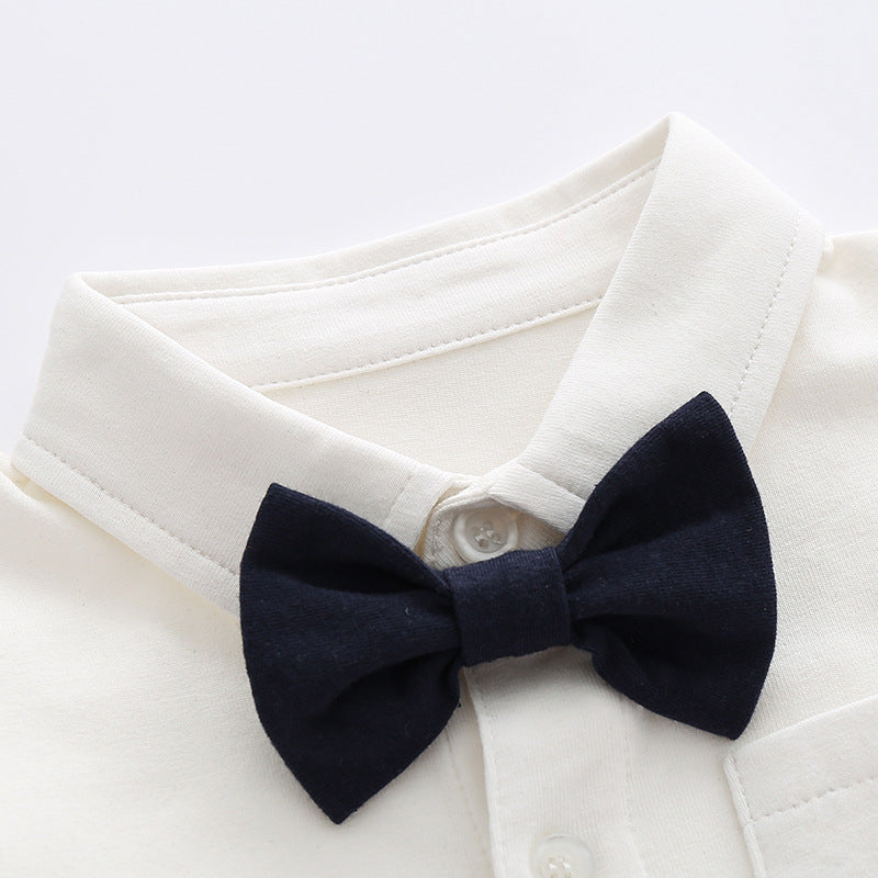 Infants White Cotton Shirt Style Bodysuits