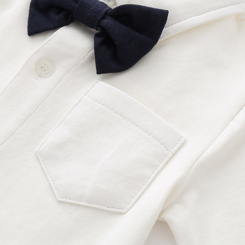 Infants White Cotton Shirt Style Bodysuits
