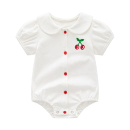 Infants Girls White Peter Pan Collar Cotton Bodysuit