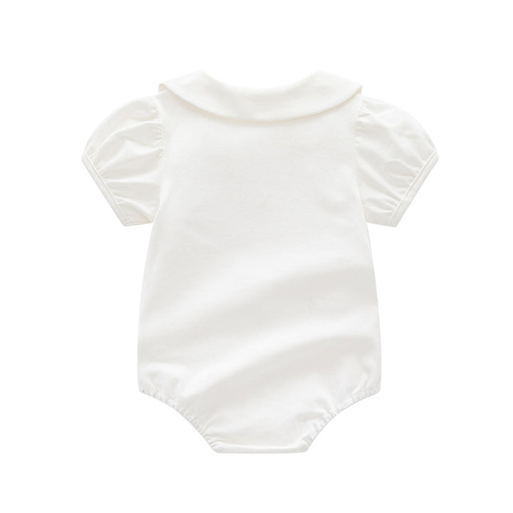 Infants Girls White Peter Pan Collar Cotton Bodysuit