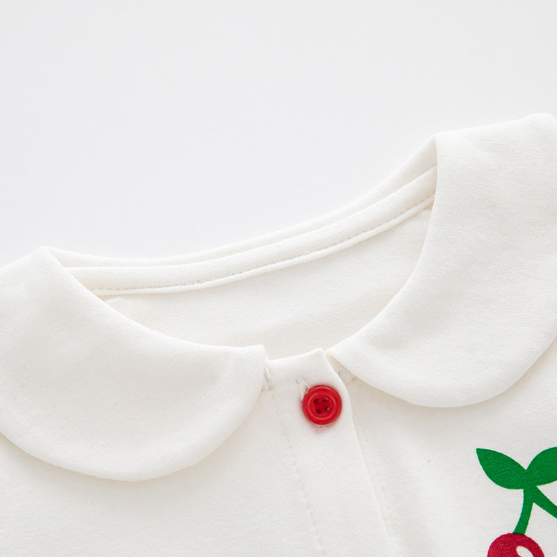 Infants Girls White Peter Pan Collar Cotton Bodysuit