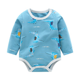 Infants Boys Blue Graphic Printed Cotton Bodysuits