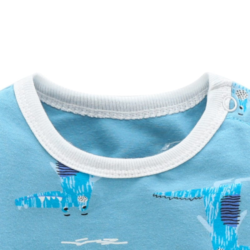 Infants Boys Blue Graphic Printed Cotton Bodysuits