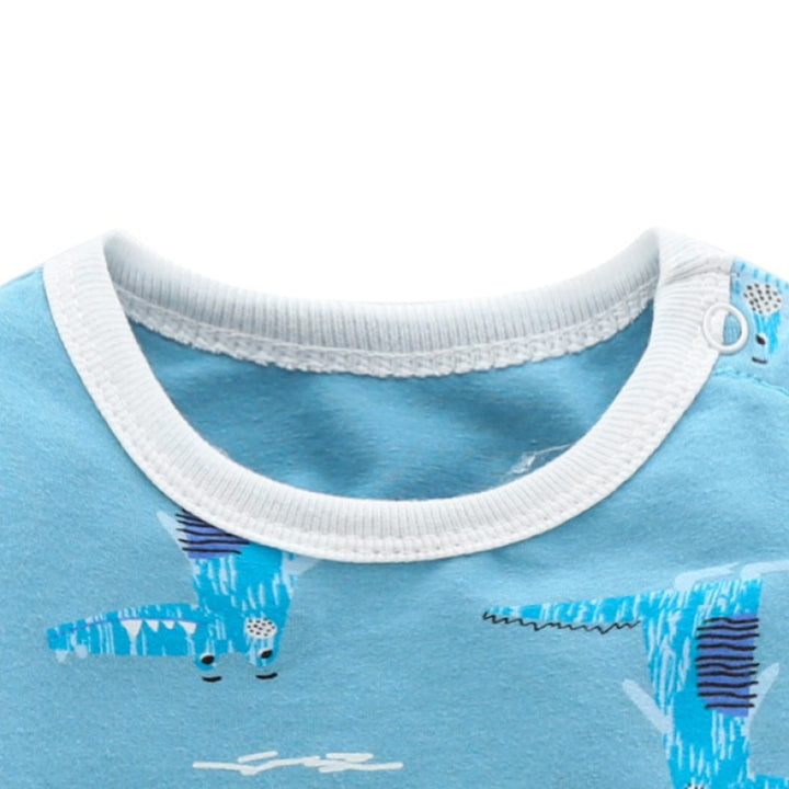 Infants Boys Blue Graphic Printed Cotton Bodysuits