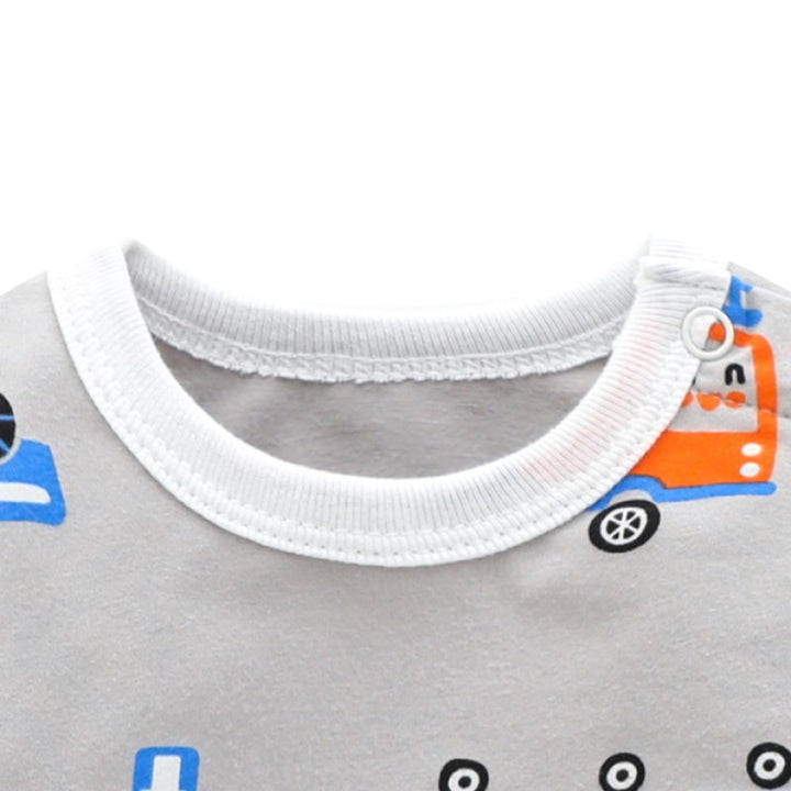 Infants Boys Grey Printed Cotton Bodysuits