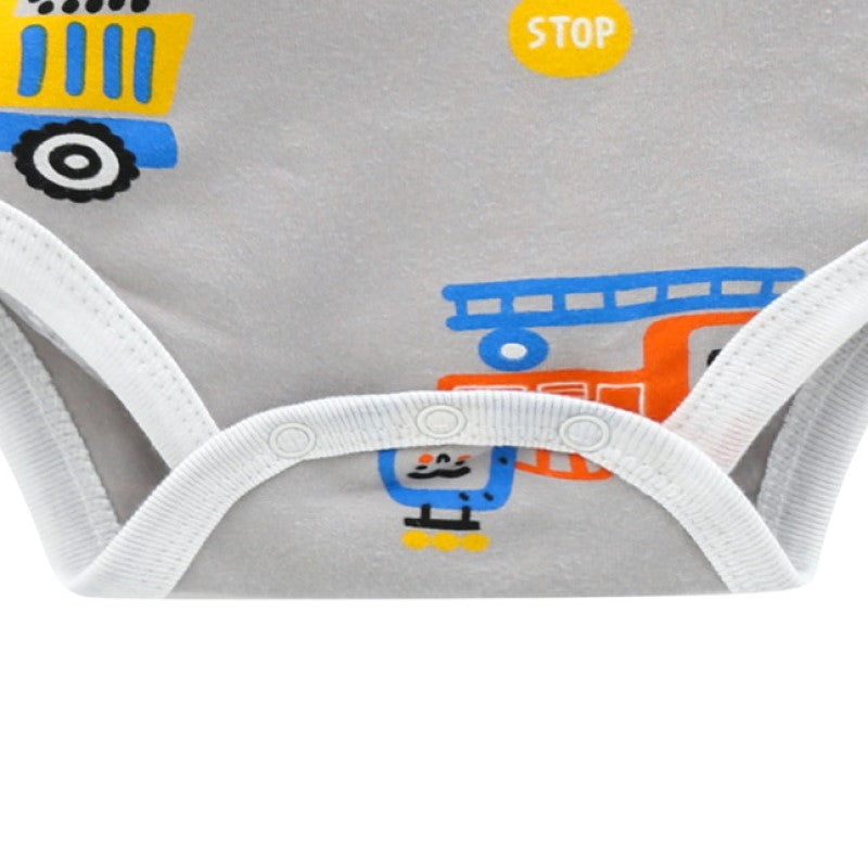 Infants Boys Grey Printed Cotton Bodysuits