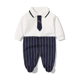 Infants Striped Cotton Party Rompers