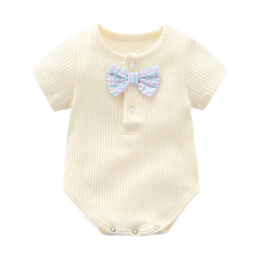 Infant Boys Yellow Ribbed Cotton Bodysuit