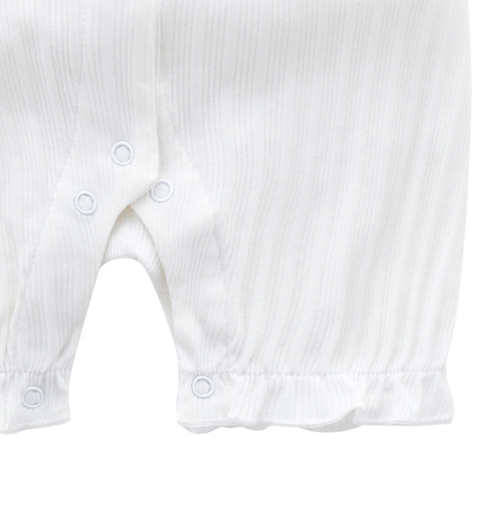 White & Orange Infant Girls Schiffli Cotton Rompers