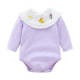 Infants Girls Purple Embroidered Cotton Bodysuit