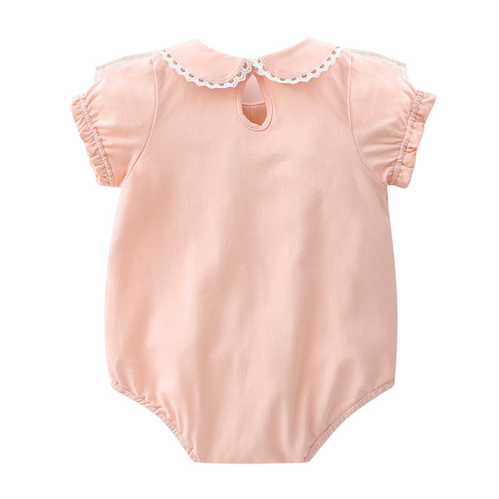 Pink Infant Girls Peter Pan Collar Lace Bodysuit