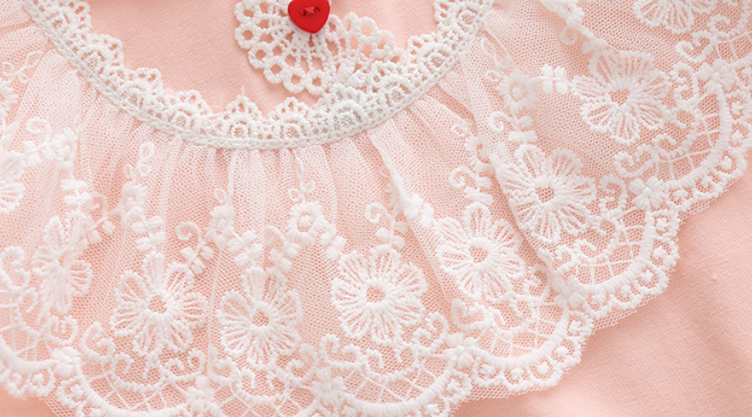 Pink Infant Girls Peter Pan Collar Lace Bodysuit
