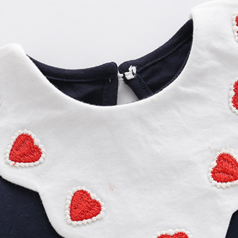 Infant Girls Navy Blue Graphic Printed Pure Cotton Romper