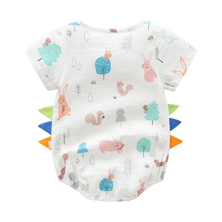 Infant Boys White & Blue Conversational Printed Cotton Bodysuit