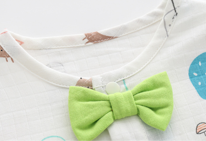 Infant Boys White & Blue Conversational Printed Cotton Bodysuit