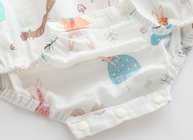 Infant Boys White & Blue Conversational Printed Cotton Bodysuit