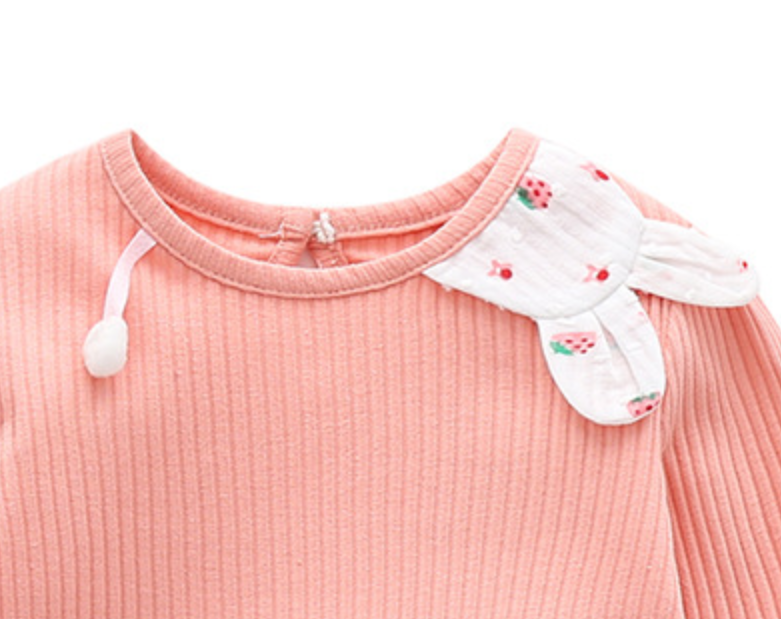 Infants Girls Pink Ribbed Cotton Bodysuit