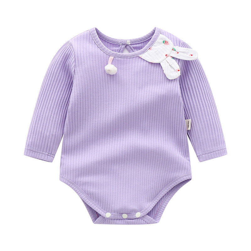 Infants Purple Self Design Cotton Bodysuit