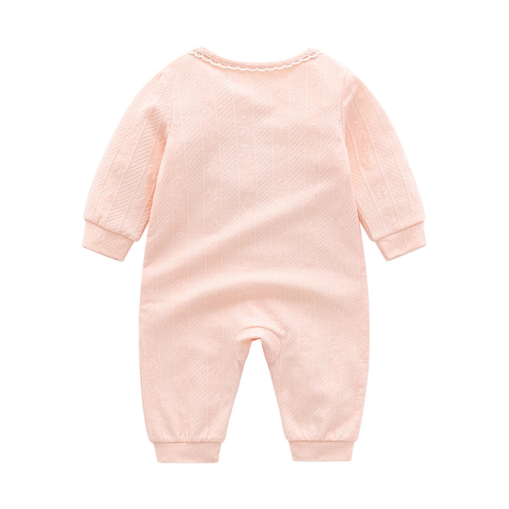 Infant Girls Pink Embellished Cotton Rompers