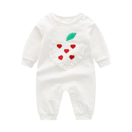 Infant Girls White Graphic Printed Cotton Romper