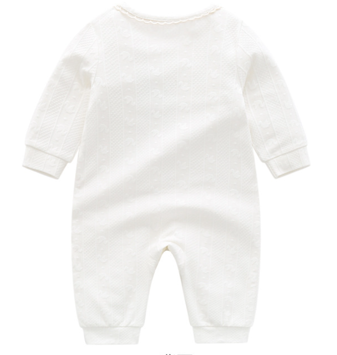 Infant Girls White Graphic Printed Cotton Romper