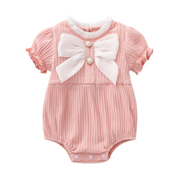 Infant Girls Pink Self-Design Cotton Bodysuit