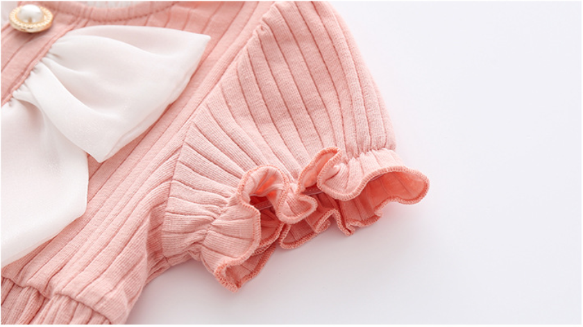 Infant Girls Pink Self-Design Cotton Bodysuit