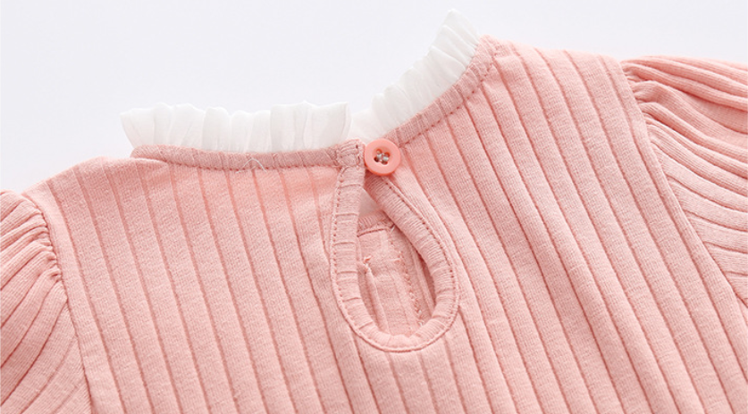Pink Infant Girls Self Design Cotton Ruffled & Bow Bodysuit