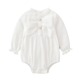 Infant Girls White Ribbed Cotton Bodysuit