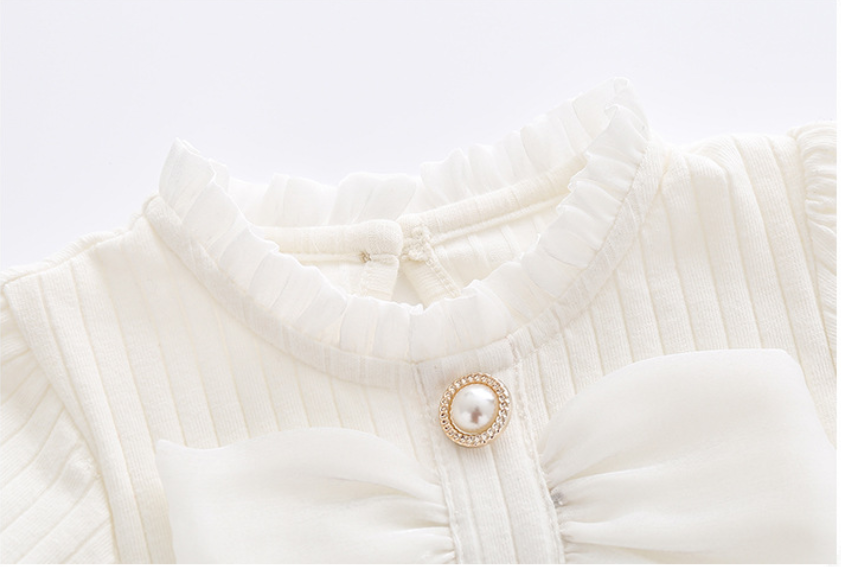 Infant Girls White Ribbed Cotton Bodysuit