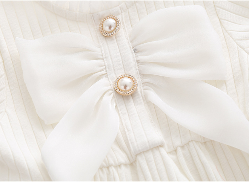 Infant Girls White Ribbed Cotton Bodysuit