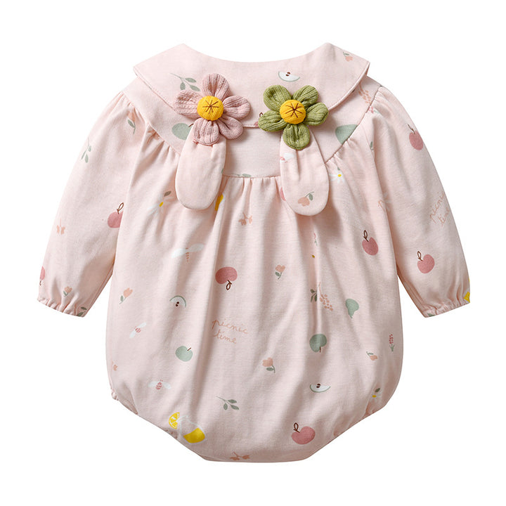 Infant Girls Pink Printed Cotton Bodysuit